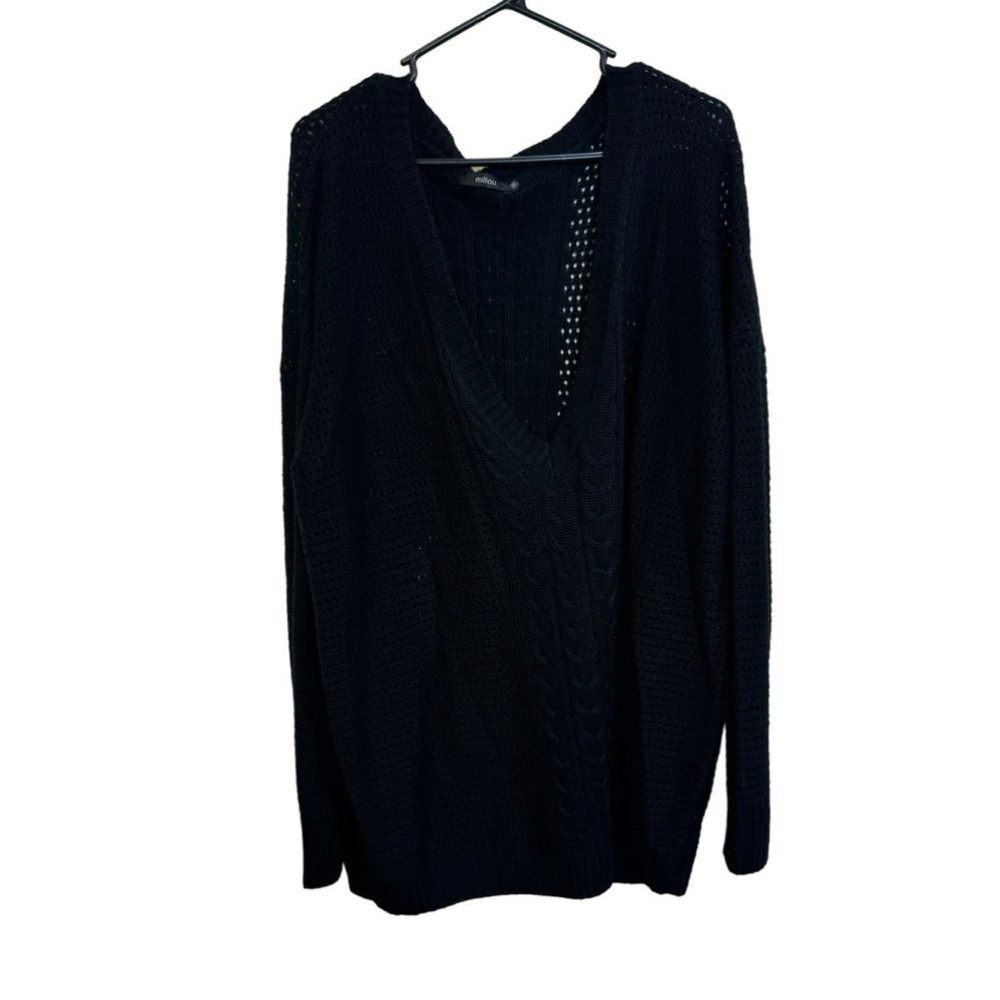 Women's Millau Black Cotton Blend Sweater Size S